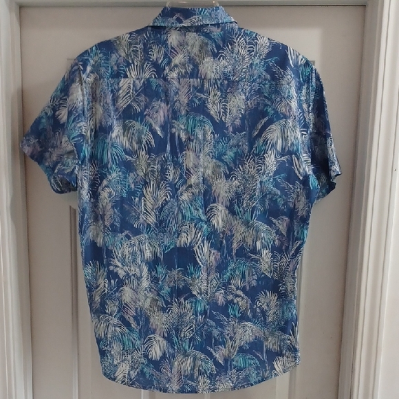 Bonobos Blue Tropical Palm-Print Slim Fit Shirt, L - Picture 6 of 6